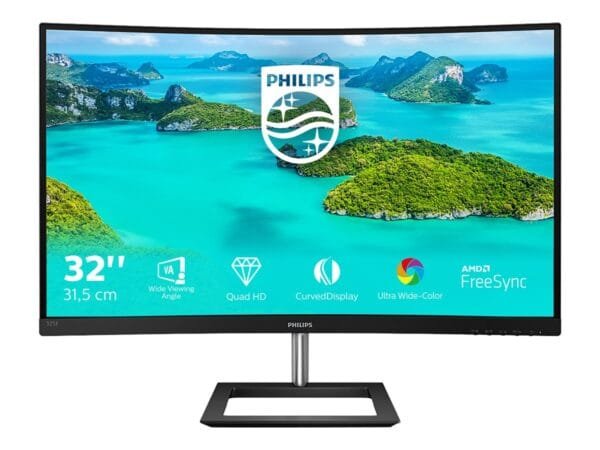 Philips E-line | 325E1C | 32 in | VA | QHD 2560 x 1440 at 75 Hz | 250 cd/m² | HDMI, VGA, DisplayPort | Tilt | None - Image 2