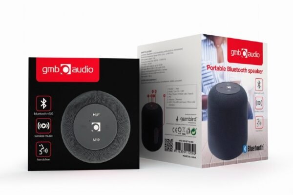 Gembird SPK-BT-15-BK Portable Bluetooth speaker, Wireless, 5 W, 1200 mAh, Black | Gembird - Image 2