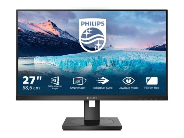 Philips S-line | 272S1M | 27 in | IPS | Full HD (1080p) 1920 x 1080 at 75 Hz | 250 cd/m² | HDMI, DVI-D, VGA, DisplayPort | Height, pivot (rotation), swivel, tilt | Speaker(s) - Image 2