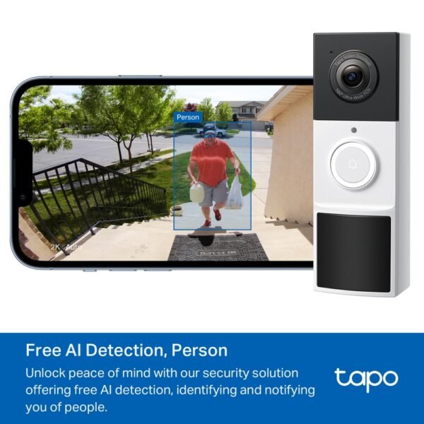 TP-LINK Video Doorbell Camera | Tapo D210 | 3 MP | 1.18mm/F1.8 | IP65 | H.264 | Micro SD, Max. 512 - Image 4