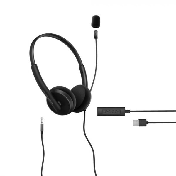Energy Sistem Headset Office 2+ Black, USB and 3.5 mm plug, volume control, retractable boom mic. | Energy Sistem | Wired Earphones | Headset Office 2+ | Wired | On-Ear | Microphone | Black - Image 11